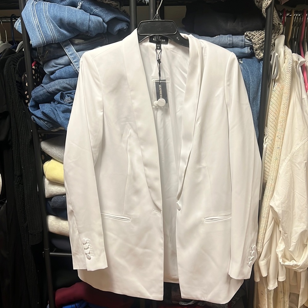 Express single button white blazer
